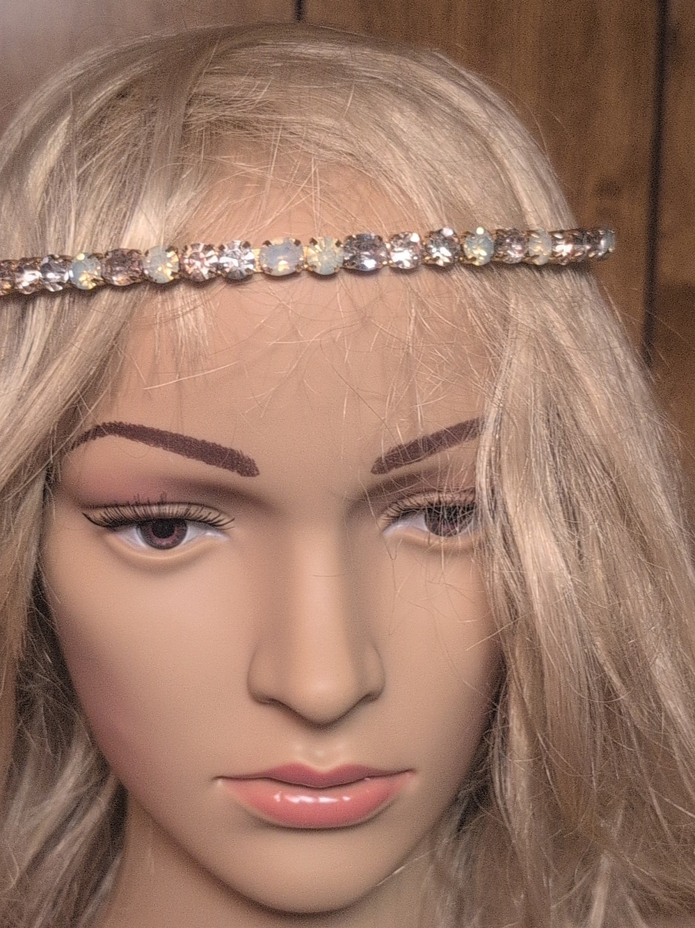 Crystal Rhinestone Headband in Champagne Gold